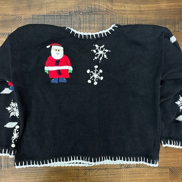 Vintage Segue Women's Christmas Sweater Cardigan Santa Hands Sewn Petite Medium - Picture 4 of 8